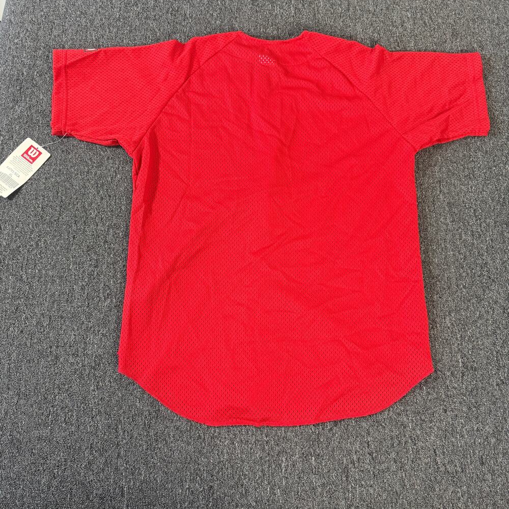 Vintage Y2k Wilson Button Front Mesh Jersey Baseball Red Youth XL New - Picture 2 of 5